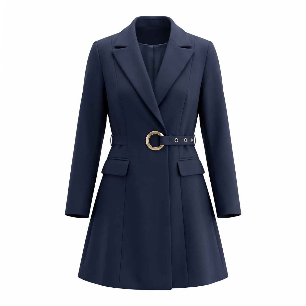 Navy Blue Wool Blend Blazer