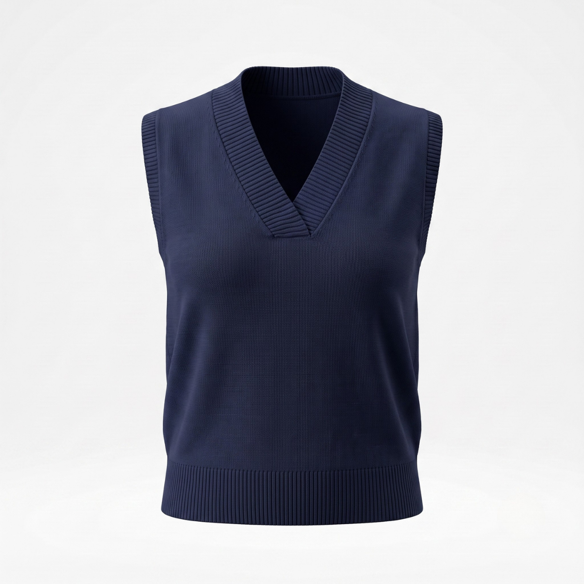 Navy Blue V-Neck Knit Sweater Vest