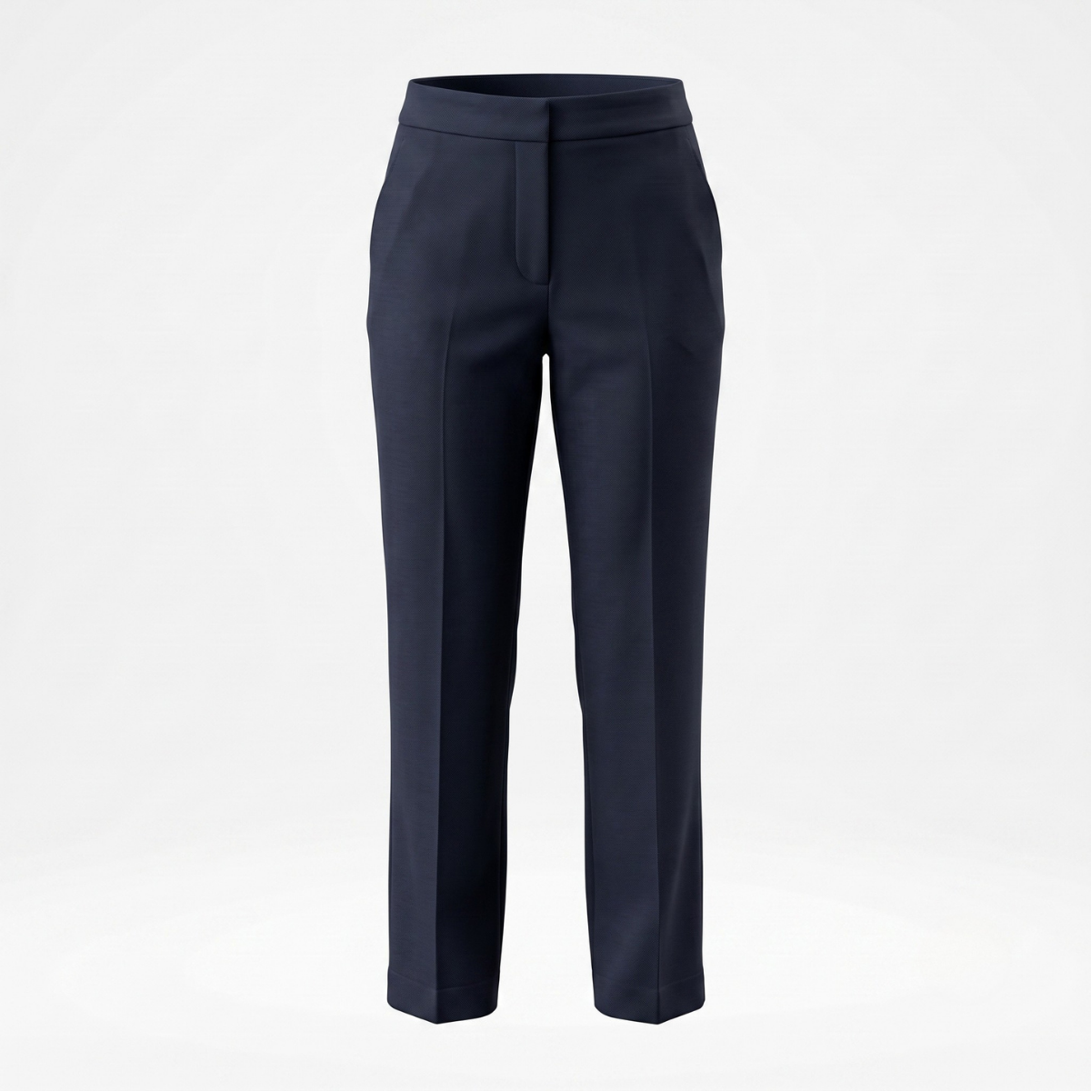Navy Blue Tailored Straight Trousers