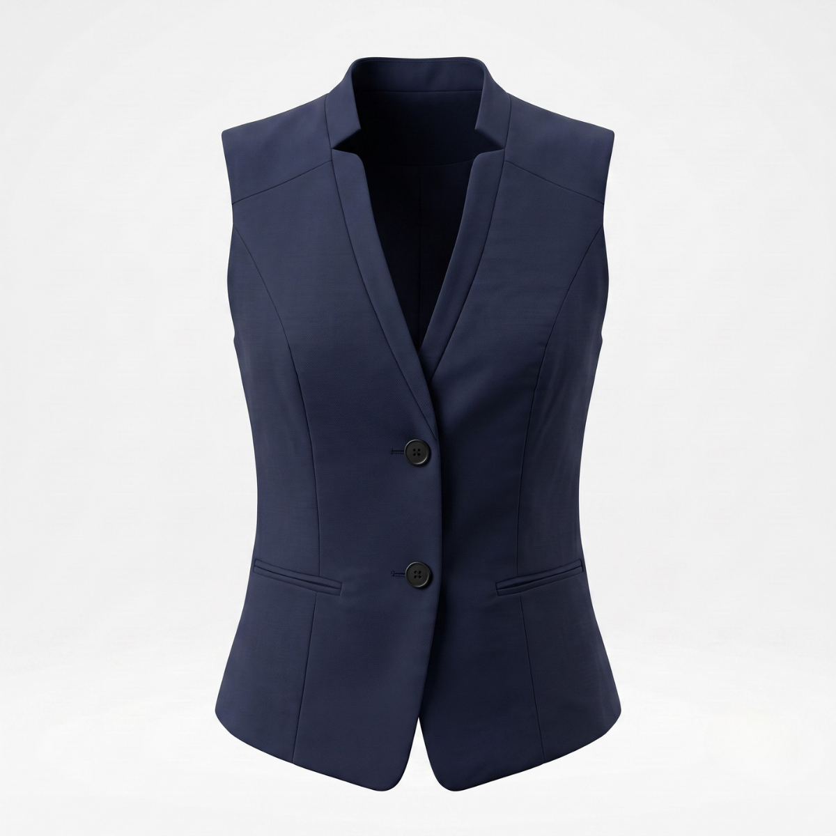 Navy Blue Tailored Sleeveless Suit Vest