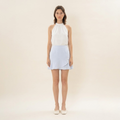Light Blue Asymmetrical Ruffle Mini Skirt