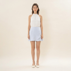 Light Blue Asymmetrical Ruffle Mini Skirt