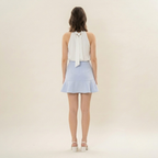 Light Blue Asymmetrical Ruffle Mini Skirt